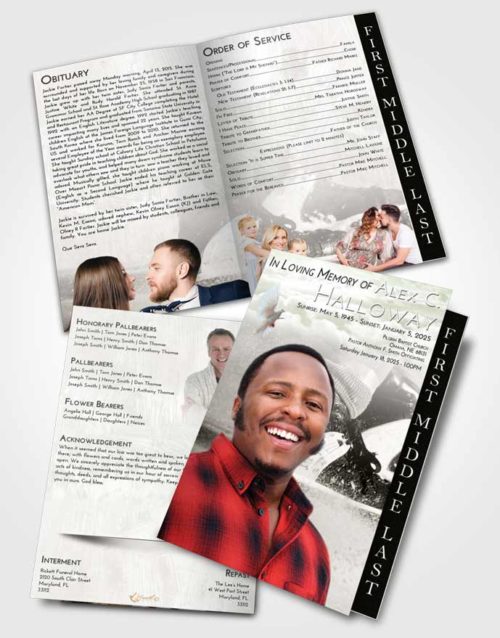 2 Page Graduated Step Fold Funeral Program Template Brochure Loving Hockey Skates