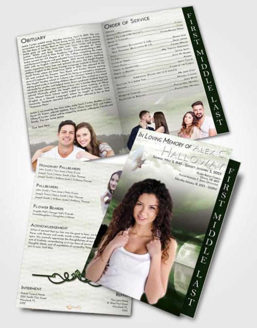 2 Page Graduated Step Fold Funeral Program Template Brochure Loving Illuminated Evening