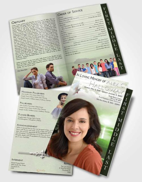 2 Page Graduated Step Fold Funeral Program Template Brochure Loving Italian Sun