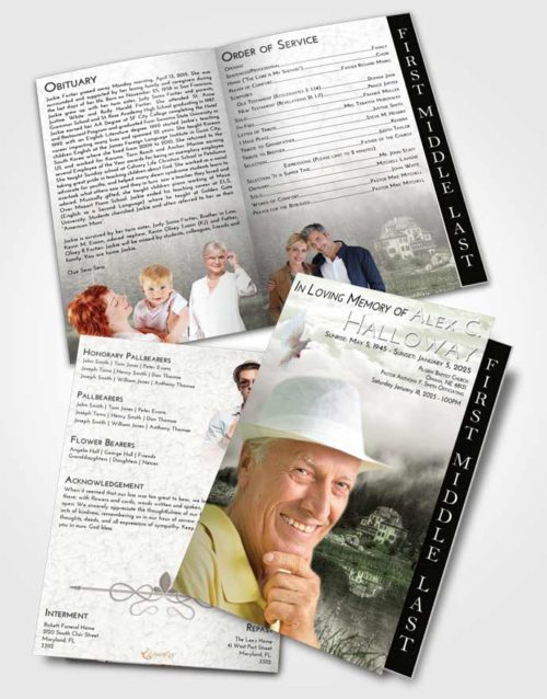 2 Page Graduated Step Fold Funeral Program Template Brochure Loving Lake House