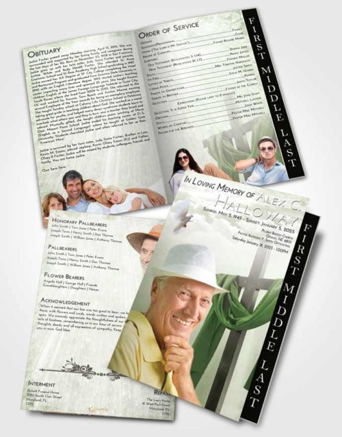 2 Page Graduated Step Fold Funeral Program Template Brochure Loving Loving Cross