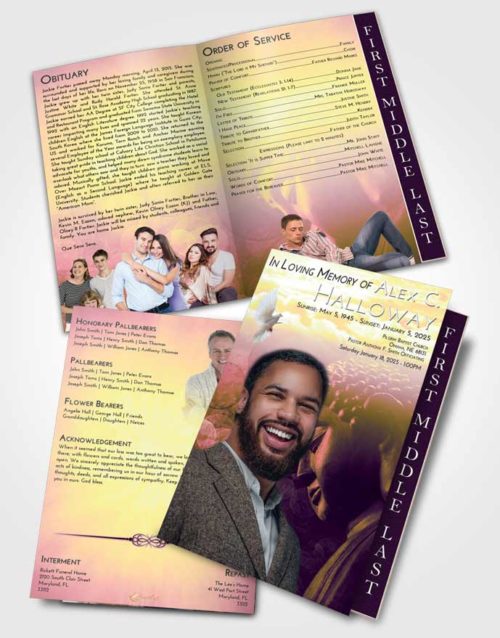 2 Page Graduated Step Fold Funeral Program Template Brochure Loving Mix Buddha Divinity