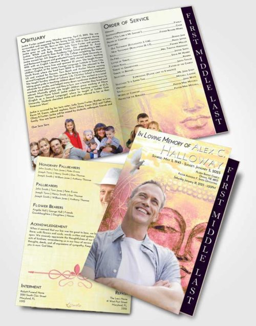 2 Page Graduated Step Fold Funeral Program Template Brochure Loving Mix Buddha Praise