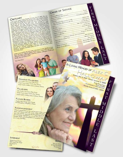 2 Page Graduated Step Fold Funeral Program Template Brochure Loving Mix Faith in the Cross