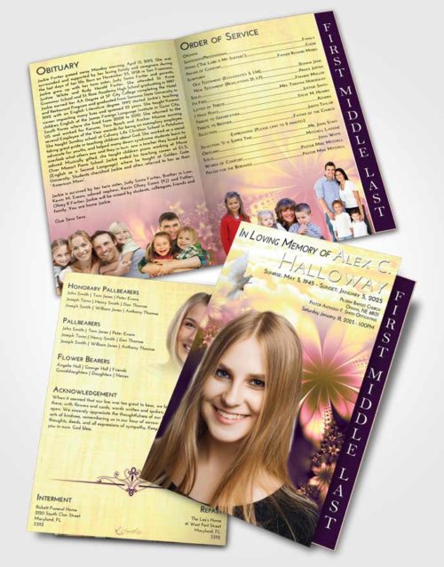 2 Page Graduated Step Fold Funeral Program Template Brochure Loving Mix Floral Lust