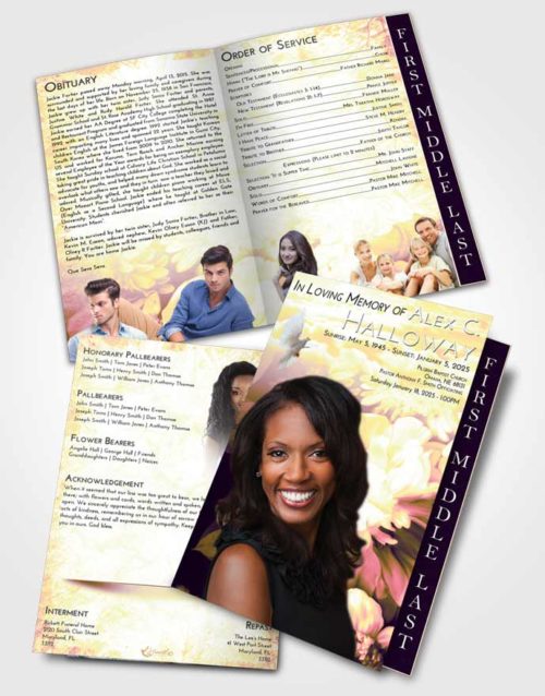 2 Page Graduated Step Fold Funeral Program Template Brochure Loving Mix Floral Mist