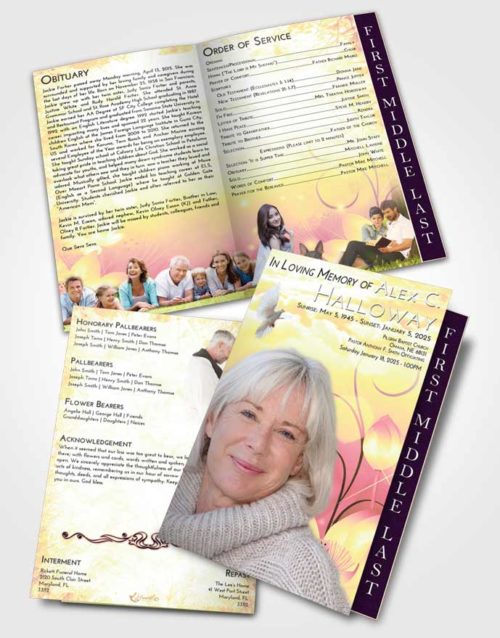 2 Page Graduated Step Fold Funeral Program Template Brochure Loving Mix Floral Peace