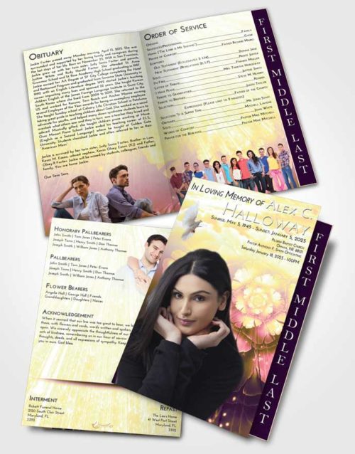 2 Page Graduated Step Fold Funeral Program Template Brochure Loving Mix Floral Secret