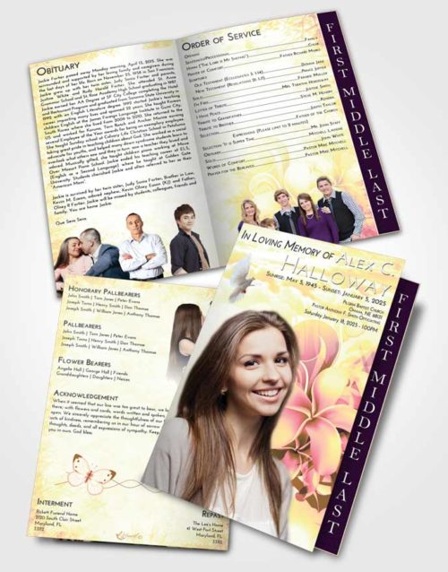 2 Page Graduated Step Fold Funeral Program Template Brochure Loving Mix Floral Wish