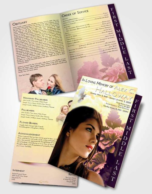 2 Page Graduated Step Fold Funeral Program Template Brochure Loving Mix Flower Magic
