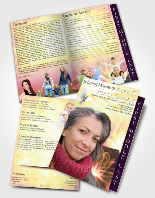 2 Page Graduated Step Fold Funeral Program Template Brochure Loving Mix Flower Peace