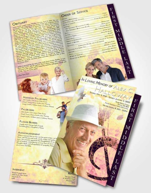 2 Page Graduated Step Fold Funeral Program Template Brochure Loving Mix Harmonica