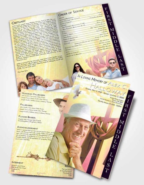 2 Page Graduated Step Fold Funeral Program Template Brochure Loving Mix Loving Cross