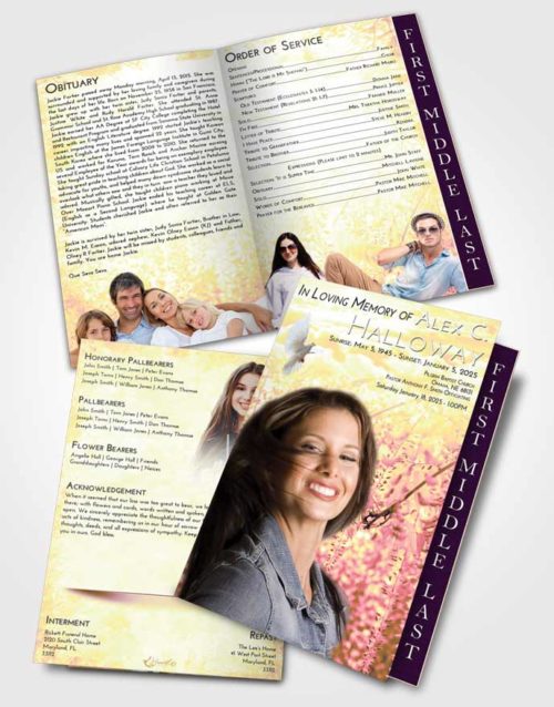2 Page Graduated Step Fold Funeral Program Template Brochure Loving Mix Whispering Flowers