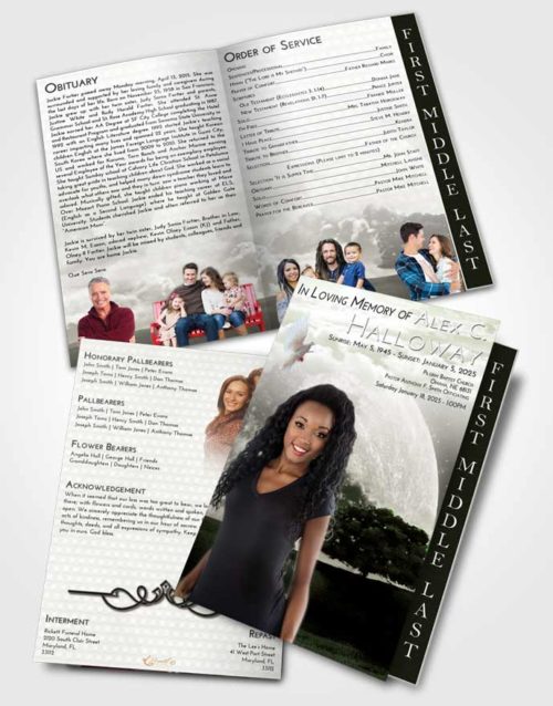 2 Page Graduated Step Fold Funeral Program Template Brochure Loving Moon Gaze