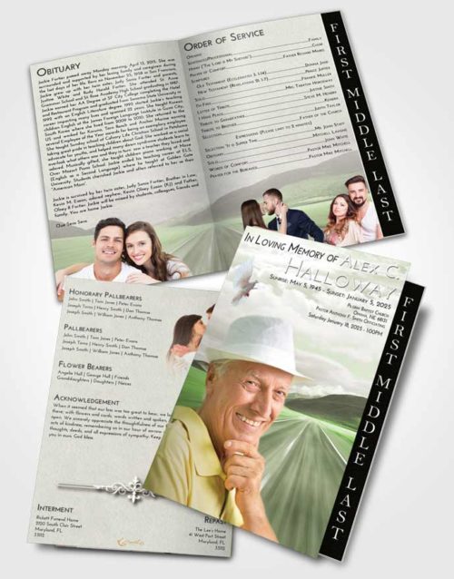 2 Page Graduated Step Fold Funeral Program Template Brochure Loving Morning Highway