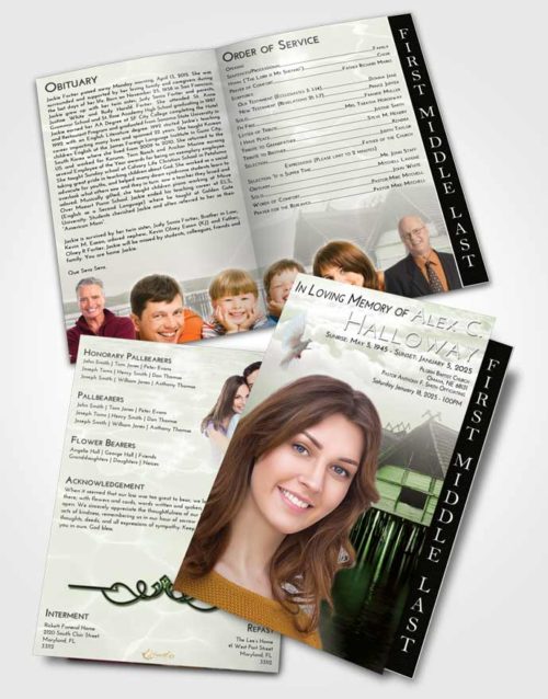 2 Page Graduated Step Fold Funeral Program Template Brochure Loving Ocean Living
