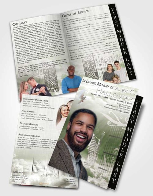 2 Page Graduated Step Fold Funeral Program Template Brochure Loving Precious Gates to Heaven
