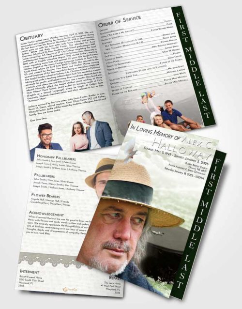 2 Page Graduated Step Fold Funeral Program Template Brochure Loving Puck of Honor