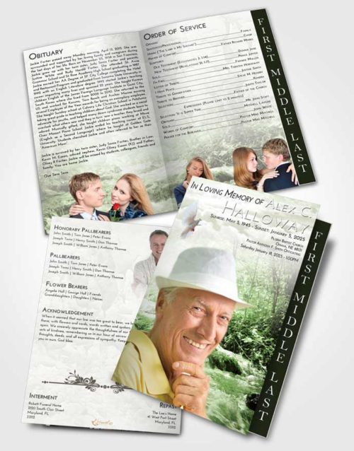 2 Page Graduated Step Fold Funeral Program Template Brochure Loving Silver Stream