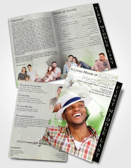 2 Page Graduated Step Fold Funeral Program Template Brochure Loving Soccer Destiny