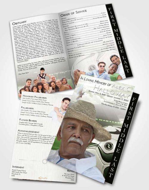 2 Page Graduated Step Fold Funeral Program Template Brochure Loving Soccer Life
