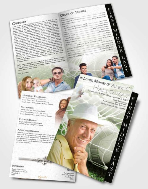 2 Page Graduated Step Fold Funeral Program Template Brochure Loving Soccer Pride
