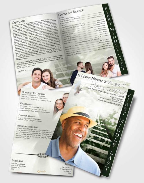2 Page Graduated Step Fold Funeral Program Template Brochure Loving Stairway for the Soul