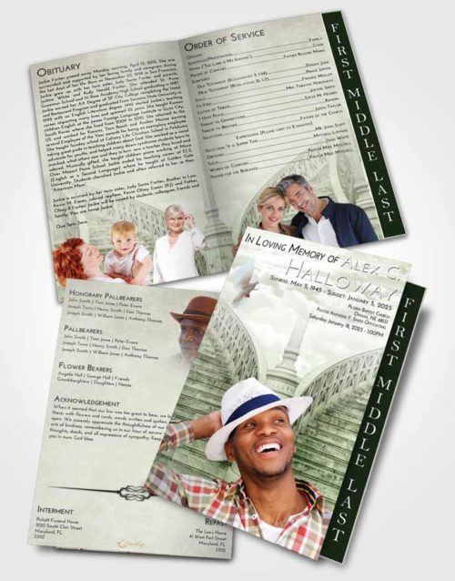 2 Page Graduated Step Fold Funeral Program Template Brochure Loving Stairway of Love