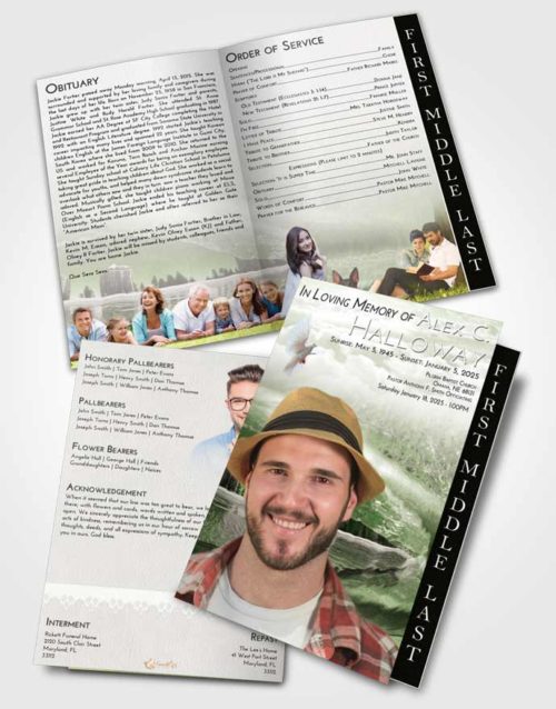 2 Page Graduated Step Fold Funeral Program Template Brochure Loving Summer Waves