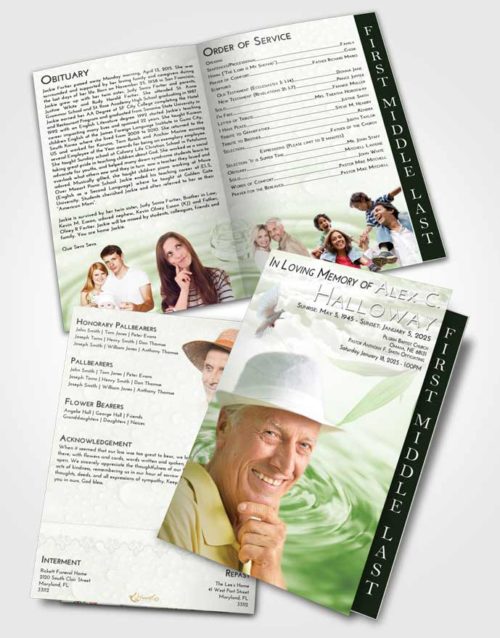 2 Page Graduated Step Fold Funeral Program Template Brochure Loving Water Droplet