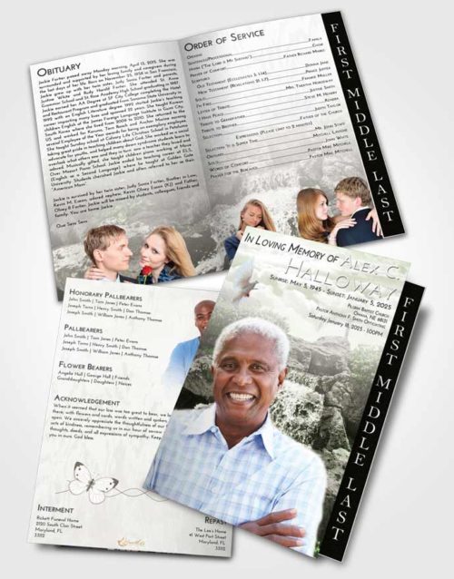 2 Page Graduated Step Fold Funeral Program Template Brochure Loving Waterfall Masterpiece