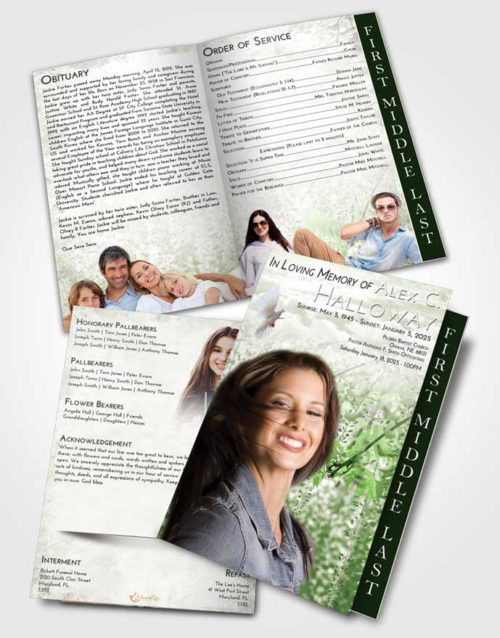 2 Page Graduated Step Fold Funeral Program Template Brochure Loving Whispering Flowers