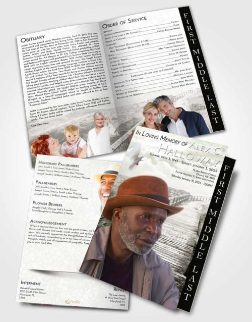2 Page Graduated Step Fold Funeral Program Template Brochure Loving Wooden Walk