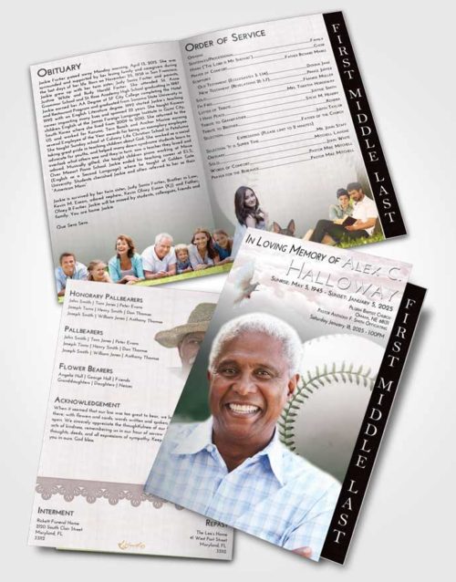 2 Page Graduated Step Fold Funeral Program Template Brochure Morning Baseball Victory