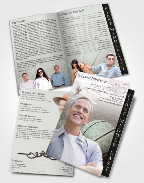 2 Page Graduated Step Fold Funeral Program Template Brochure Morning Basketball Love