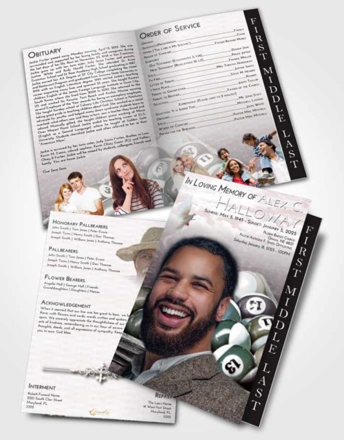 2 Page Graduated Step Fold Funeral Program Template Brochure Morning Billiards Love
