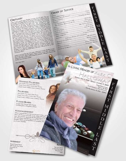 2 Page Graduated Step Fold Funeral Program Template Brochure Morning Billiards Pride