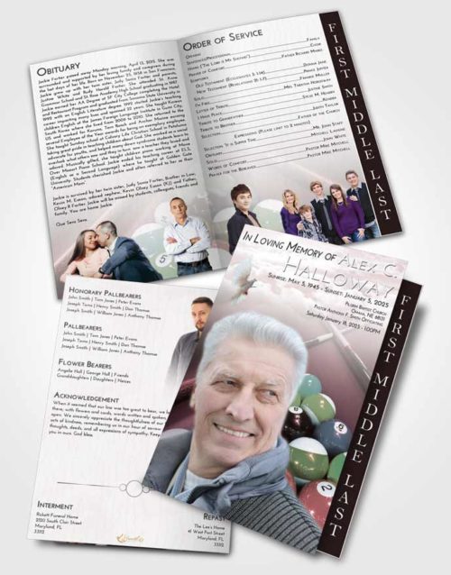 2 Page Graduated Step Fold Funeral Program Template Brochure Morning Billiards Rack