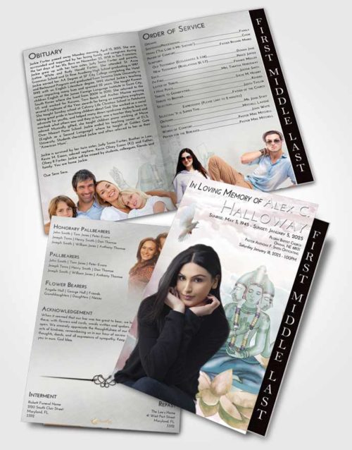 2 Page Graduated Step Fold Funeral Program Template Brochure Morning Brahma Surprise
