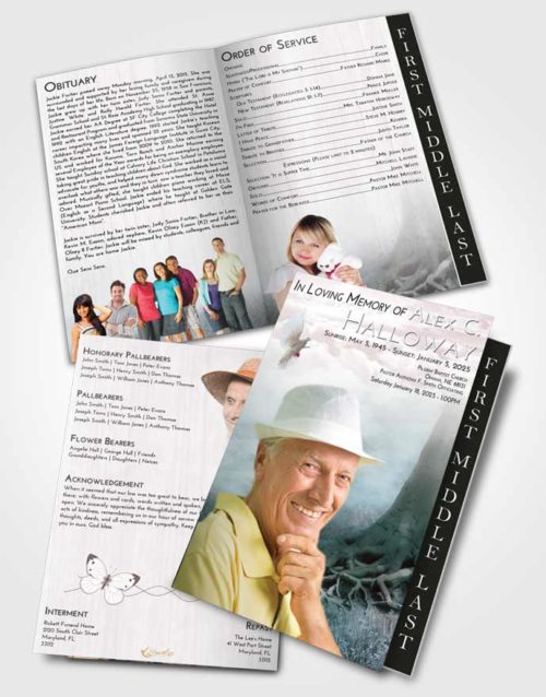 2 Page Graduated Step Fold Funeral Program Template Brochure Morning Deep Roots