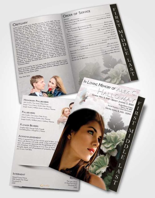 2 Page Graduated Step Fold Funeral Program Template Brochure Morning Flower Magic