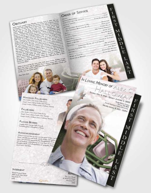 2 Page Graduated Step Fold Funeral Program Template Brochure Morning Football Party