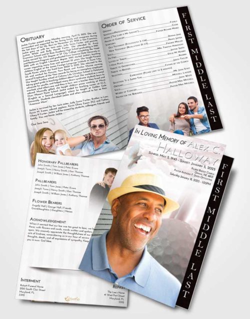 2 Page Graduated Step Fold Funeral Program Template Brochure Morning Golf Day