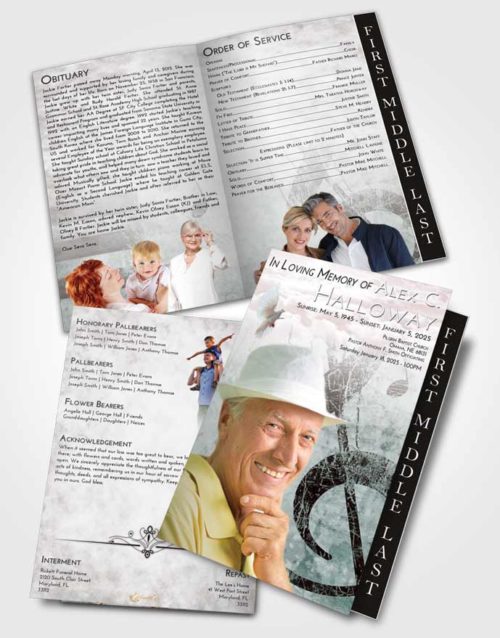 2 Page Graduated Step Fold Funeral Program Template Brochure Morning Harmonica
