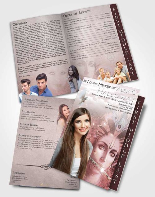 2 Page Graduated Step Fold Funeral Program Template Brochure Morning Hindu Desire