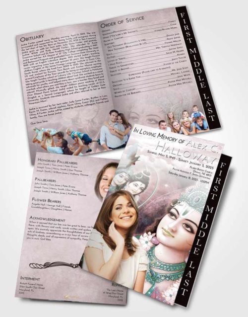 2 Page Graduated Step Fold Funeral Program Template Brochure Morning Hindu Majesty