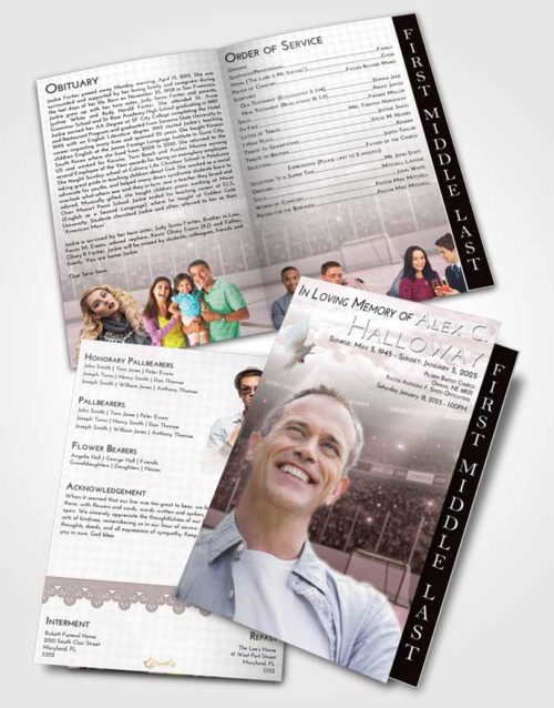 2 Page Graduated Step Fold Funeral Program Template Brochure Morning Hockey Love