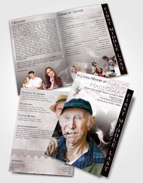 2 Page Graduated Step Fold Funeral Program Template Brochure Morning Hockey Paradise
