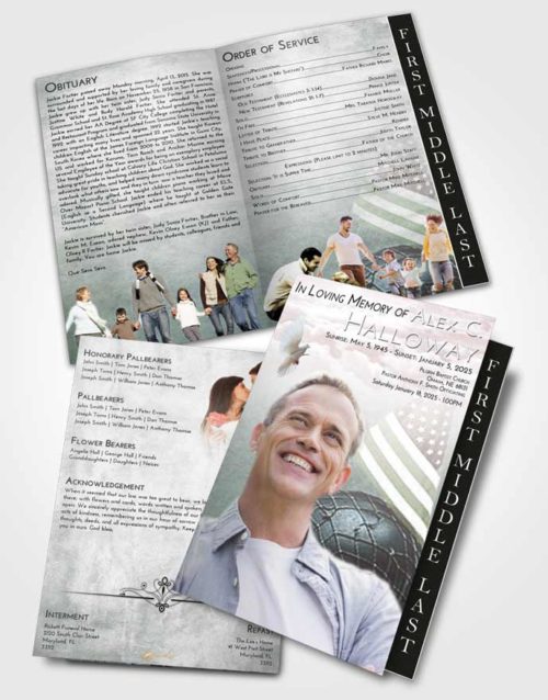 2 Page Graduated Step Fold Funeral Program Template Brochure Morning Loving Veteran